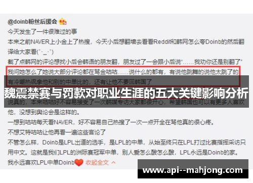 魏震禁赛与罚款对职业生涯的五大关键影响分析